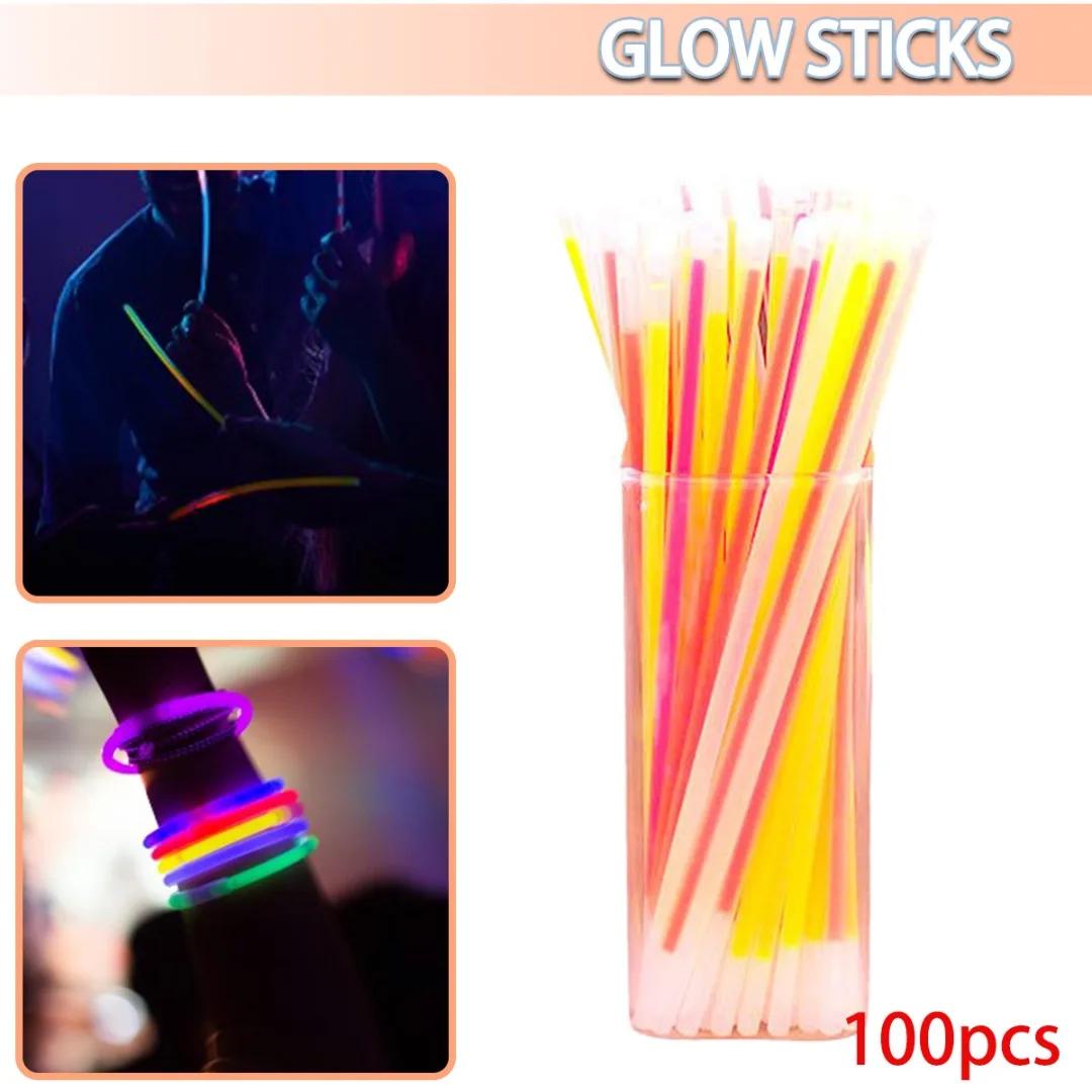 100x Light Up Toys Glow Stick Bracelets Mixed Colors Party Favors Supplies Wedding Birthday Party Decoration Hallowe